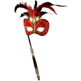 Forum Novelties Women's Feather Masquerade Mask with Holding Stick